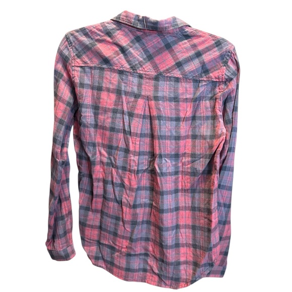 Plaid Button Down Shirt for Women - Pink and Blue - Picture 3 of 8